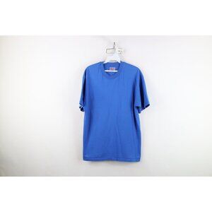 Vtg 90s Hanes Heavyweight Mens Large Faded Blank Short Sleeve T-Shirt Blue USA